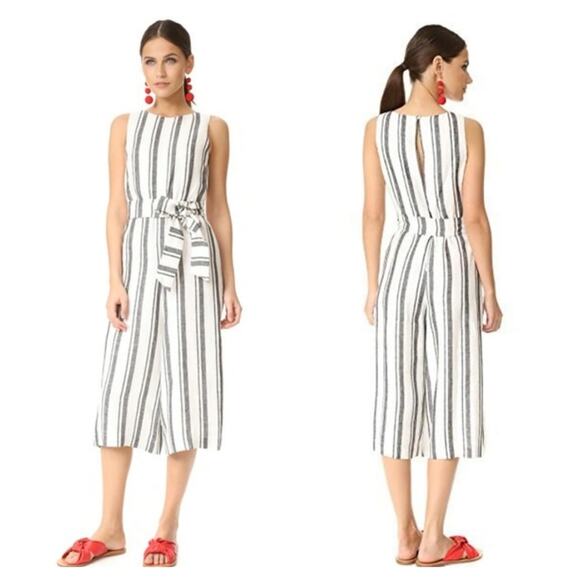 Alice + Olivia Franny Sleeveless Belted Gaucho Jumpsuit Multi In White 6 - Picture 1 of 6